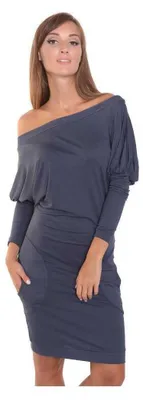 Produktbild von Kleid Mini-Kleid mit Taschen Fledermaus Ärmel ; Grafit 2XL/3XL