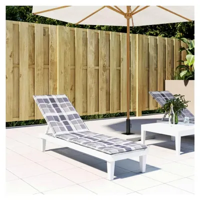 Produktbild von Liegestuhlauflage mit grauem Karomuster (75+105) x50x3 cm, Auflage für Hollywoodschaukel, Sonnenliege, Gartenliege und Deckchair