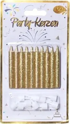 Produktbild von 1 Packung Tortenkerzen, gold Glitter, 6 cm, 10-tlg. …