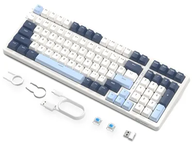 Image de Clavier de jeu mécanique sans fil - Disposition 80% - 100 touches - Batterie 4000 mAh - RGB