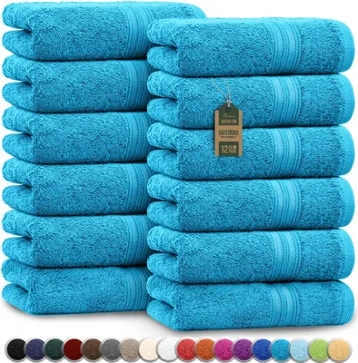 Produktbild von Frottier Gästetücher 12er Pack 30x50cm, 100% Baumwolle, Türkis