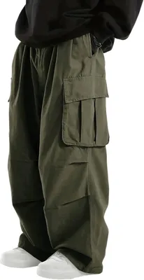 Imagen del producto de Pantalón cargo para hombre, corte holgado, color verde oliva