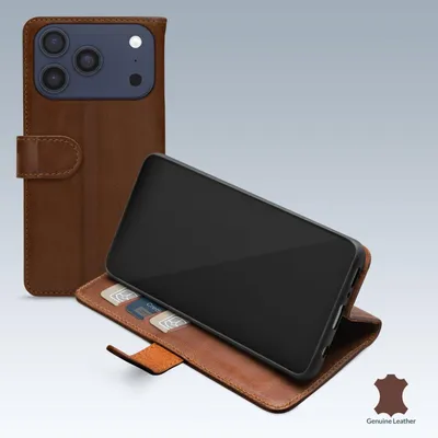 Produktbild von Mobilize Wallet iPhone 17 Pro Hülle Echtes Leder Klapphülle Geldbörse - Braun