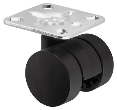Produktbild von SOTECH Möbelrolle AACHEN Ø 35 mm schwarz – ohne Bremse, Montageplatte