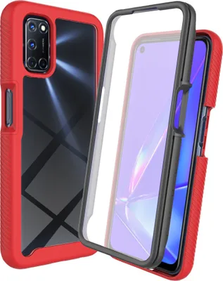 Produktbild von OPPO A52 Hülle, TPU Bumper mit Eingebautem Displayschutz 360 Grad Komplettschutz Schutzhülle für OPPO A52 / A72 / A92 4G Rot