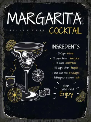 Produktbild von vianmo Holzschild 40x30 cm Margarita Cocktail Recipe Essen Trinken