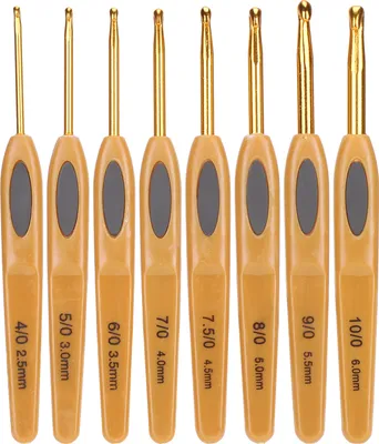 Produktbild von 8pcs Häkchen Haken Strickwerkzeuge Aluminium Ergonomische Pullovernadeln brauner Plastikgriff