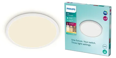 Productafbeelding van Philips Functionele Plafondlamp, Super Slank, 18W, LED, Niet vervangbare lampen, 1500 lm, IP44, Wit