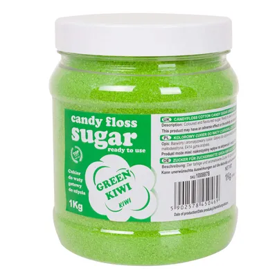 Obrázek produktu pro Barevná cukrová vata, zelená, příchuť kiwi, 1 kg