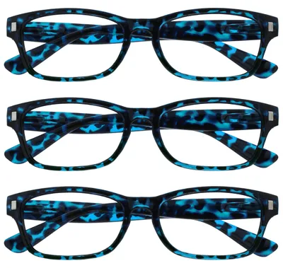 Produktbild von OPULIZE UV Reader Blau Schildpatt Lesebrille Wert 3er-Pack Herren Frauen UVR3PK010BL +1,50
