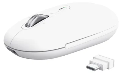 Productafbeelding van Seron Slim Multi, geschikt voor zowel rechtshandigen als linkshandigen, optisch, draadloos (RF) + Bluetooth, 3200 DPI, wit