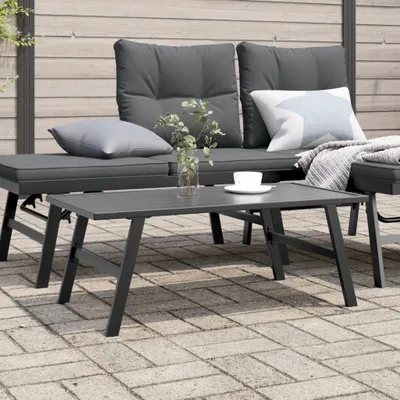 Zdjęcie produktu dla Maison Exclusive – stolik ogrodowy czarny 90 x 45 x 35 cm Stal malowana proszkowo