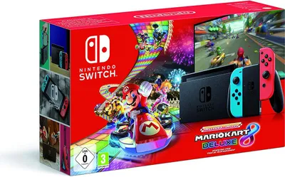 Produktbild von Nintendo Switch Neon-Rot/Neon-Blau (2019 Edition) Mario Kart 8 Deluxe Bundle