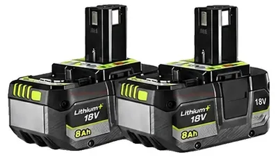 Immagine prodotto di Batterie di ricambio per utensili elettrici, 18V, agli ioni di litio, capacità di 8000 mAh, confezione da 2 pezzi