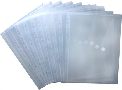 Produktbild von Dokumententaschen Sammelmappen Sichttaschen A4 transparent natur - Dokumentenmappe zum Abheften mit EURO-Lochung, Abheftrand, Klappe und Klettverschluss - 10 Stück