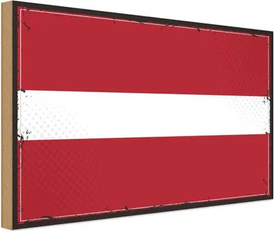 Produktbild von vianmo Holzschild 12x18 cm Lettlands Latvia Flagge Fahne Wappen