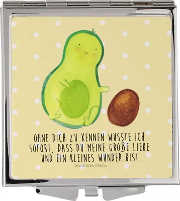 Produktbild von Mr. & Mrs. Panda Klappspiegel Avocado Kern rollt - Gelb Pastell - Geschenk, Liebe, Handtaschenspiegel, Geburtstag, Reisespiegel, Mini Spiegel, Baby, Avocados