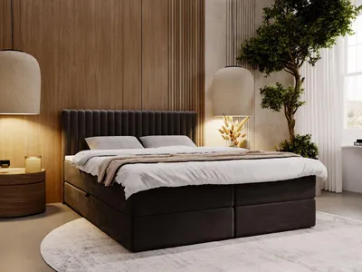 Produktbild von GrainGold Boxspringbett Marbella 200x200 cm - Bett 200x200, Kontinentalbett mit Bettkasten - Doppelbett mit Matratze - Anthrazit (Monolith 95)