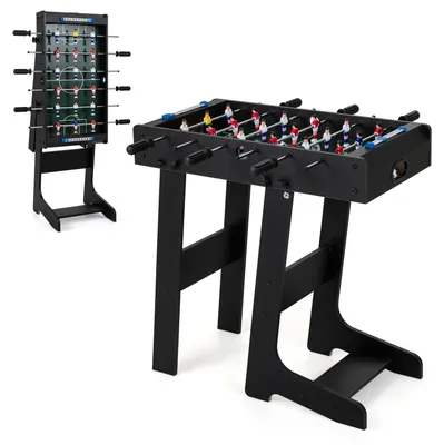 Image de Table de foot pliable COSTWAY, table de foot avec 18 joueurs et 2 balles, table de jeux pour adultes et enfants, table de foot pour bars et fêtes, dimensions : 69x60x71 cm