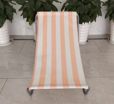 Zdjęcie produktu dla FEBE Leżak plażowy ogrodowy pomarańczowy/beżowy w paski lekki składany z torbą do przenoszenia