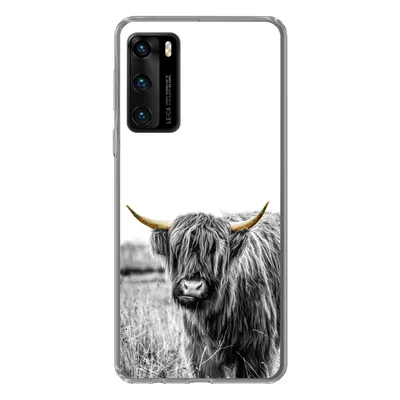 Produktbild von MuchoWow® Handyhülle Schutzhülle Hülle für Huawei P40 Schottischer Highlander - Gold - Schwarz - Weiß Silikon Softcase Handy Hülle - Handytasche