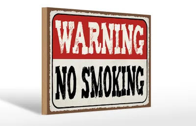 Produktbild von Holzschild Hinweis 30x20cm Warning no smoking