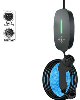 Imagen del producto de Cargador para vehículos eléctricos, con corriente ajustable, diseño portátil, tipo 1, 16A