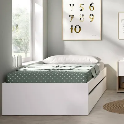 Immagine prodotto di Dmora Letto Singolo Neki 194.8x95.8 cm Bianco, Contenitore Dimensione Materasso 90x190 cm