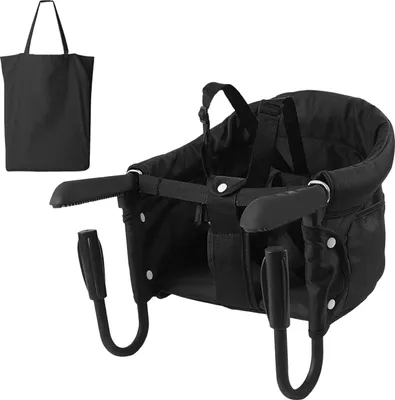 Produktbild von Zusammenklappbarer Babyhochstuhl - Sitzverkleinerer mit Tragetasche - für zu Hause und unterwegs - belastbar bis 15 kg - schwarz