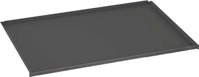 A dark gray rectangular tray with raised edges, presented on a white background.