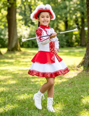 Produktbild von Rotes Majorettenkostüm für Mädchen - 128 (8-10 Jahre)