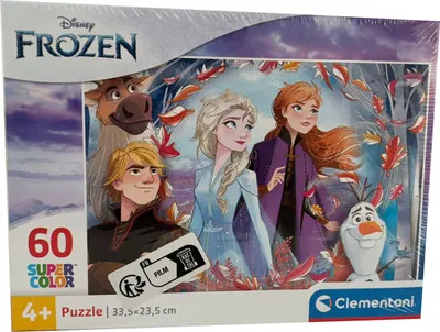 Zdjęcie produktu dla Disney, Frozen, Super Colour Puzzle 60 elementów, Anna, Elsa, Olaf, Sven i Kristoff,, Clementoni