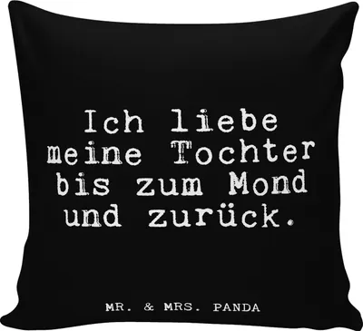 Produktbild von Mr. & Mrs. Panda 40x40 Kissen Ich liebe meine Tochter... - Schwarz - Geschenk, Dekokissen, Sofa, Sprüche, bedruckt, Glizer Spruch Weisheiten Zitate Lustig Weisheit Worte