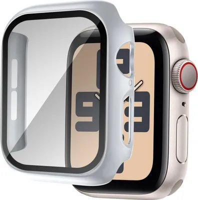 Produktbild von Bandz Hartschalenetui mit Bildschirmschutz passend für Apple Watch 10 - 46mm & Apple Watch 11 - 46mm Gehäuse - Schutzhülle aus Polycarbonatmaterial - Vollschutzhülle mit Bildschirmschutz (silber)