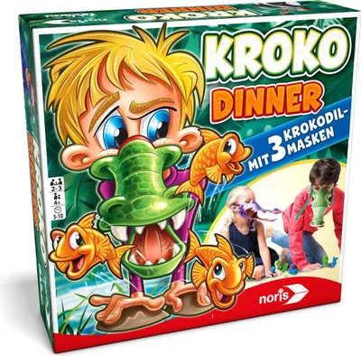 Produktbild von NORIS 606011756 Kroko Dinner mit 3 Krokodilmasken, Kinderspiel