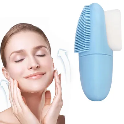 Produktbild von Silikon-Gesichtsbürste - Gesichtsreinigungsbürste - Gesichtspeeling - Gesichtsmassage - Gesichtspflege - Porenreinigung - Tiefenreinigung - Blau