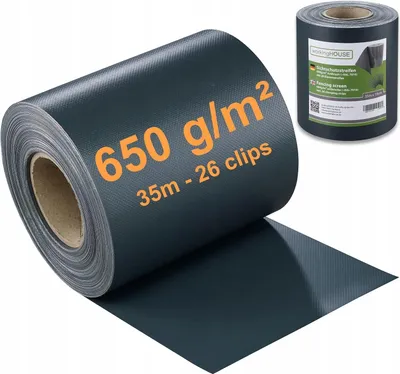 Zdjęcie produktu dla TAŚMA OGRODZENIOWA PVC 650 g/m², DŁ. 35M x WYS.19CM OSŁONA NA PŁOT