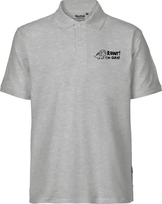 Produktbild von Huuraa Herren Polo Shirt Triceratops I`m cute S Sport Grey Bio Baumwolle Fairtrade Poloshirt Geschenkidee