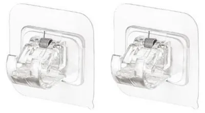 Produktbild von INF Selbstklebender Gardinenstangenhaken 2er-Set – Bohrfrei, Spurenfrei, 5-10kg Traglast, PVC+ABS, Mehrfarbig Transparent