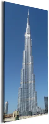 Produktbild von Wallario Premium Leinwandbild Wolkenkratzer in Dubai in Größe 50 x 125 cm
