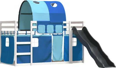 Immagine prodotto di vidaXL Letto a castello con scivolo e tende blu 90x190 cm
