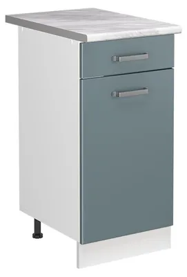 Zdjęcie produktu dla Szafka pod zlew Vicco R-Line Niebiesko-szary/Biały 40 cm blat roboczy Marmur, Model 72871