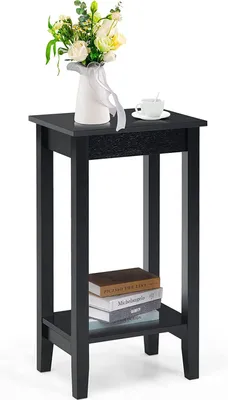 Produktbild von GOPLUS Beistelltisch mit 2 Ebenen, Schlichter Couchtisch mit Kieferholzbeinen, Multifunktionaler Kaffeetisch für Wohnzimmer, Büro & Schlafzimmer