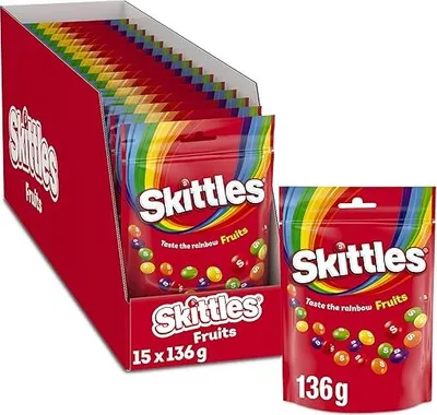 Produktbild von Skittles Fruits 15 x 136 g - fruchtige Kaubonbons im Vorratspack