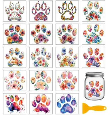 Produktbild von Omgoods – 18 Blatt Transferaufkleber mit Hundeabdruck für kreative Dekoration