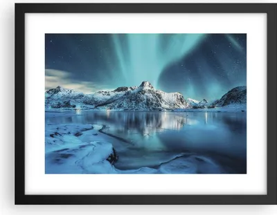Produktbild von Gerahmtes Poster - Schwarzer Rahmen - Morgendämmerung Polar Berge - 40x30 cm - Wand Bild - Wanddeko - Wandbilder - Wandposter - Bilderrahmen - Bilder - Kunstdruck - Wandbild - P2BAA40x30-4196