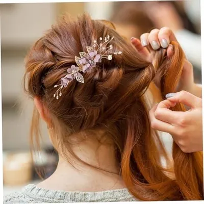 Produktbild von Haarkamm Für Braut Hochzeit Mit Blumen Und Perlen Haarspangen Für Braut Brautjungfern Und Damen Haarschmuck Für Hochzeitsfrisuren
