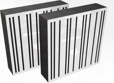 Obrázek produktu pro balení 2 kusů - AbFuser - akustický panel s tlumením zvuku | 50 x 50 cm | Barva: (Bílý lesklý plast, ABAFA (150 mm))