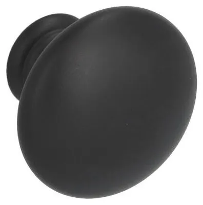 Imagen del producto de Pomo para muebles, fabricado en zamak. Diámetro: 35 mm. Acabado: laca negra mate
