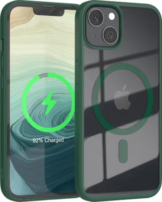 Produktbild von EAZY CASE Clear MagSafe Case für Apple iPhone 13, Qi-Charging, Silikon mit Kameraschutz, Bumper Case in Grün